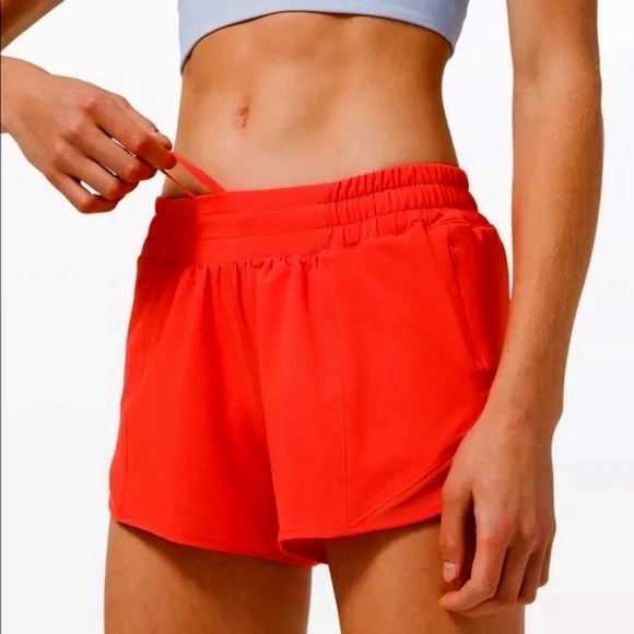 lululemon athletica Pants - LULULEMON Hotty Hot Lined Running Short 4" LR Size 4 Carnation Red